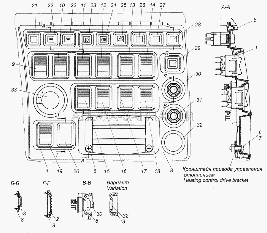 65115-3710001-69 Установка выключателей (5320-3710015-02 Рамка выключателей) 